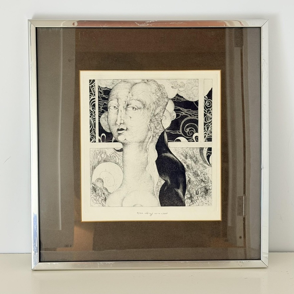 W. B. Eberhard Eggers Etching Proud Lady 1968 Signed 75/250 Surreal Portrait Art